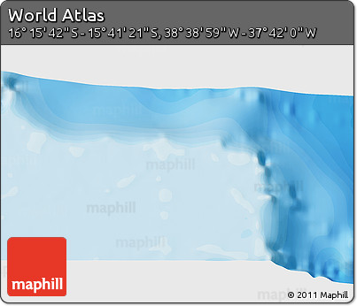 Political 3D Map of the Area around 15° 58' 32" S, 38° 10' 29" W