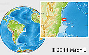 Physical Location Map of the area around 15° 58' 32" S, 38° 10' 29" W