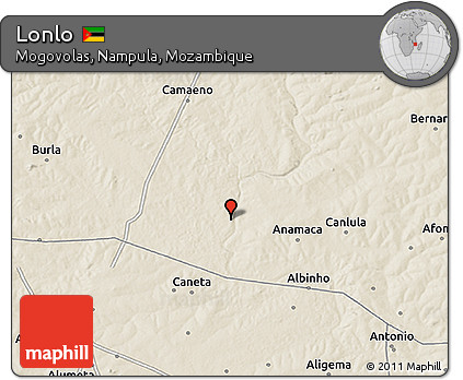 Shaded Relief 3D Map of Lonlo