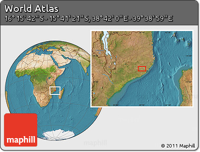 Satellite Location Map of the Area around 15° 58' 32" S, 39° 10' 29" E