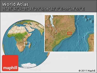 Satellite Location Map of the Area around 15° 58' 32" S, 39° 10' 29" E