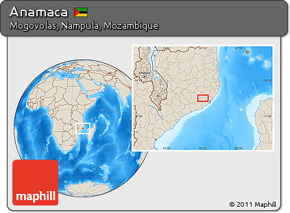 Shaded Relief Location Map of Anamaca