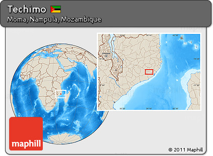 Shaded Relief Location Map of Techimo