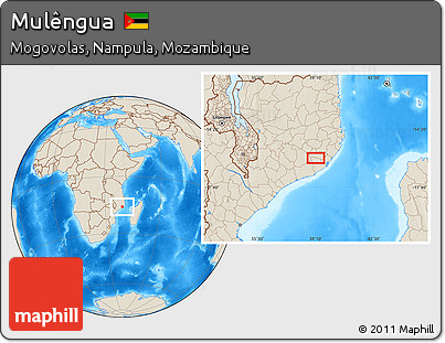 Shaded Relief Location Map of Mulêngua