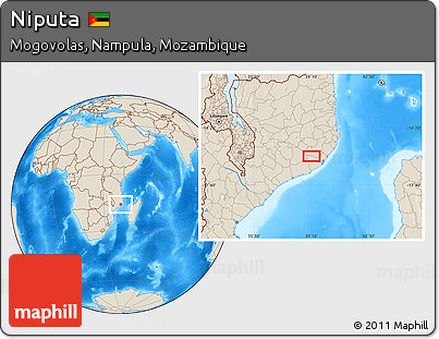 Shaded Relief Location Map of Niputa