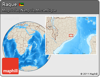 Shaded Relief Location Map of Raque