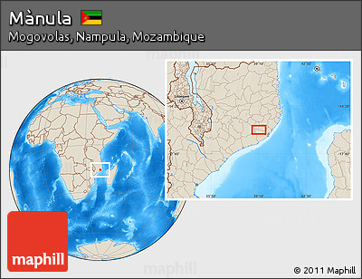 Shaded Relief Location Map of Mànula