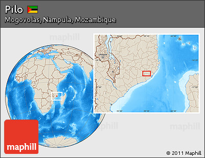 Shaded Relief Location Map of Pilo