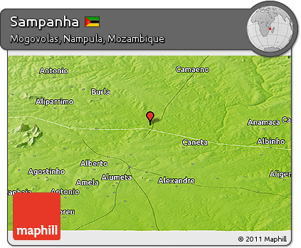 Physical Panoramic Map of Sampanha