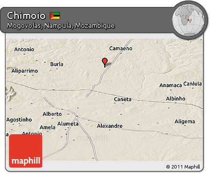 Shaded Relief Panoramic Map of Chimoio