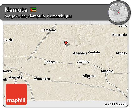 Shaded Relief Panoramic Map of Namuta