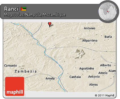 Shaded Relief Panoramic Map of Ranci