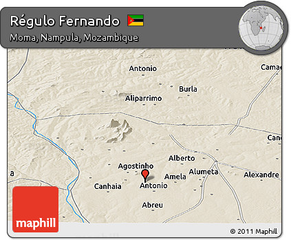 Shaded Relief Panoramic Map of Régulo Fernando