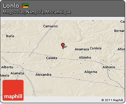 Shaded Relief Panoramic Map of Lonlo