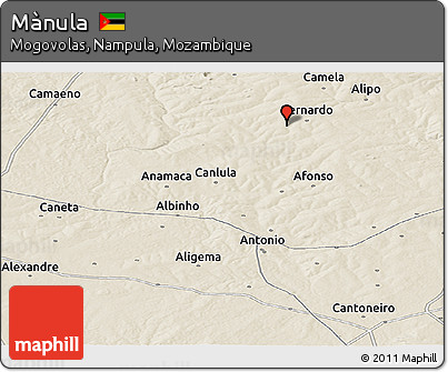 Shaded Relief Panoramic Map of Mànula