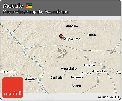 Shaded Relief Panoramic Map of Mucule