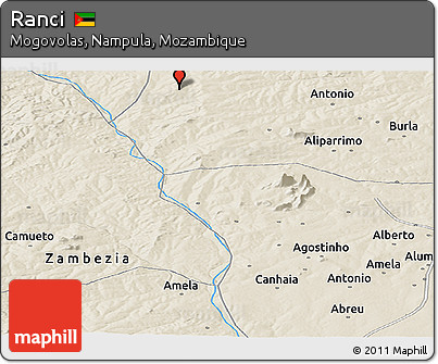 Shaded Relief Panoramic Map of Ranci