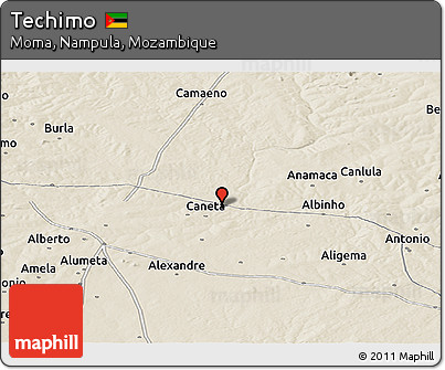 Shaded Relief Panoramic Map of Techimo