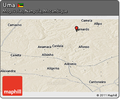Shaded Relief Panoramic Map of Uma