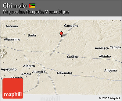 Shaded Relief Panoramic Map of Chimoio