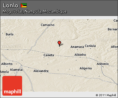 Shaded Relief Panoramic Map of Lonlo