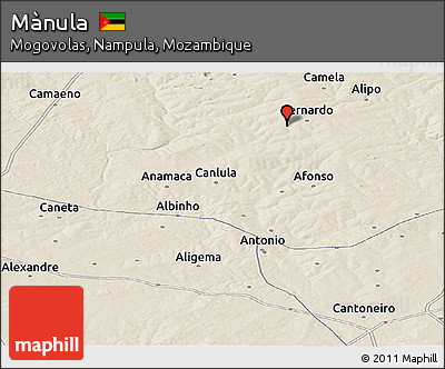 Shaded Relief Panoramic Map of Mànula