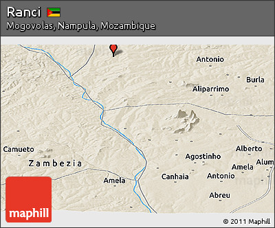 Shaded Relief Panoramic Map of Ranci