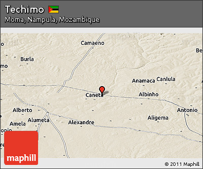 Shaded Relief Panoramic Map of Techimo