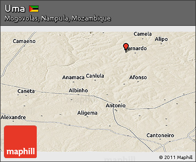 Shaded Relief Panoramic Map of Uma