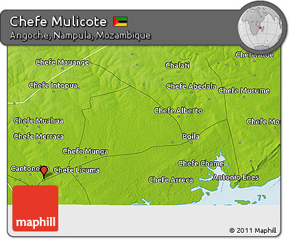 Physical 3D Map of Chefe Mulicote