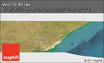 Satellite Panoramic Map of the Area around 15° 58' 32" S, 40° 1' 29" E