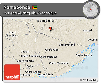 Shaded Relief Panoramic Map of Namaponda