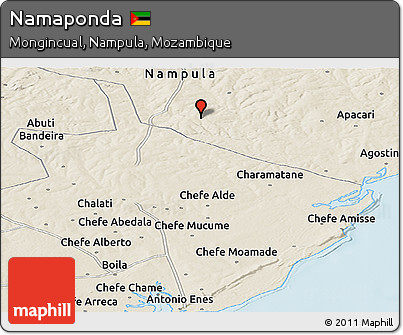 Shaded Relief Panoramic Map of Namaponda