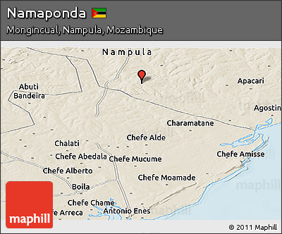 Shaded Relief Panoramic Map of Namaponda