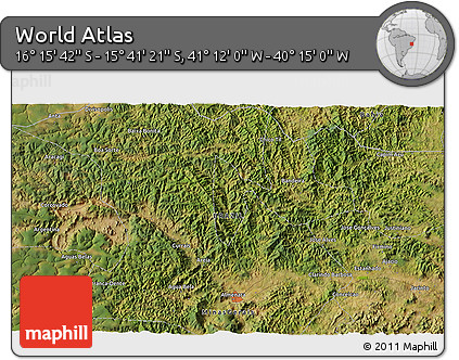 Satellite 3D Map of the Area around 15° 58' 32" S, 40° 43' 30" W