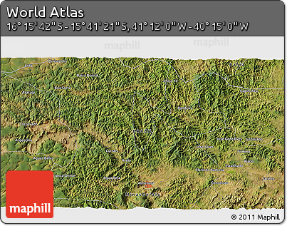 Satellite 3D Map of the Area around 15° 58' 32" S, 40° 43' 30" W
