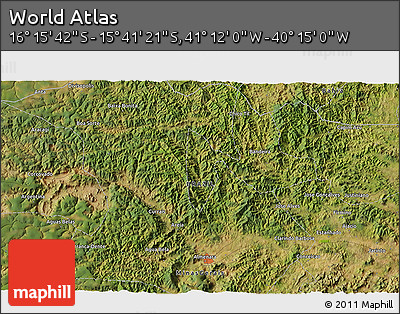 Satellite 3D Map of the Area around 15° 58' 32" S, 40° 43' 30" W