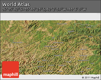 Satellite 3D Map of the Area around 15° 58' 32" S, 41° 34' 30" W