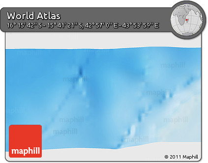 Shaded Relief 3D Map of the Area around 15° 58' 32" S, 43° 25' 29" E