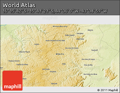 Physical 3D Map of the Area around 15° 58' 32" S, 44° 7' 30" W