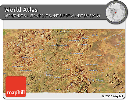 Satellite 3D Map of the Area around 15° 58' 32" S, 44° 7' 30" W