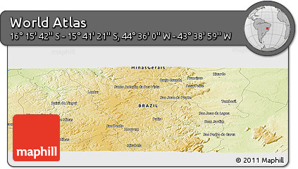 Physical Panoramic Map of the Area around 15° 58' 32" S, 44° 7' 30" W