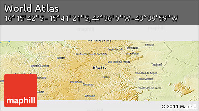 Physical Panoramic Map of the Area around 15° 58' 32" S, 44° 7' 30" W