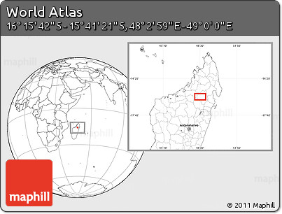 Blank Location Map of the Area around 15° 58' 32" S, 48° 31' 29" E