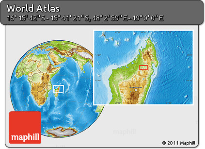 Physical Location Map of the Area around 15° 58' 32" S, 48° 31' 29" E