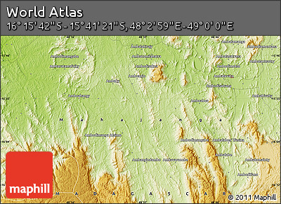 Physical Map of the Area around 15° 58' 32" S, 48° 31' 29" E