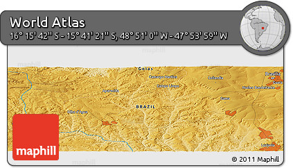 Physical Panoramic Map of the Area around 15° 58' 32" S, 48° 22' 30" W