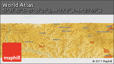 Physical Panoramic Map of the Area around 15° 58' 32" S, 48° 22' 30" W