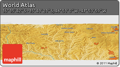 Physical Panoramic Map of the Area around 15° 58' 32" S, 48° 22' 30" W