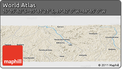 Shaded Relief Panoramic Map of the Area around 15° 58' 32" S, 49° 13' 30" W